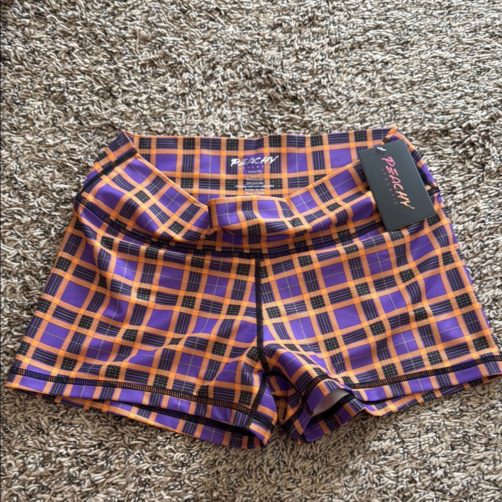 Athletic Purple and Orange Checkered Shorts
